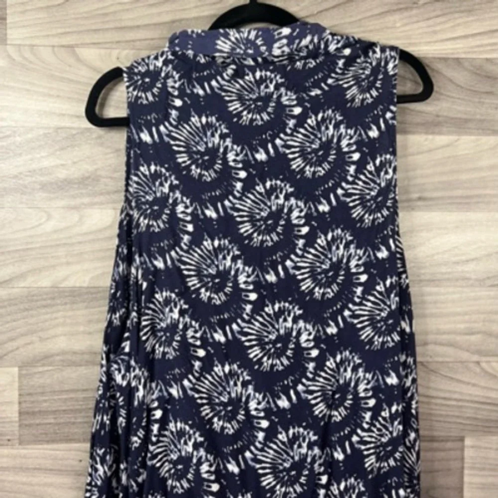 Ellos Womens Shrug‎ Blue White Tie Dye Sleeveless Open Front Fly Away Cover Up 0